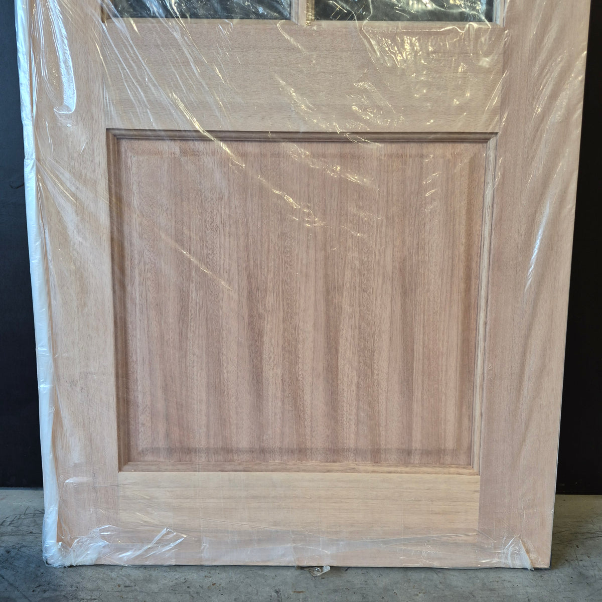 Timber Entry Door - 2040h x 870w Solid Core w/ 6 x Clear Glass + Infill Panel *New* 40058