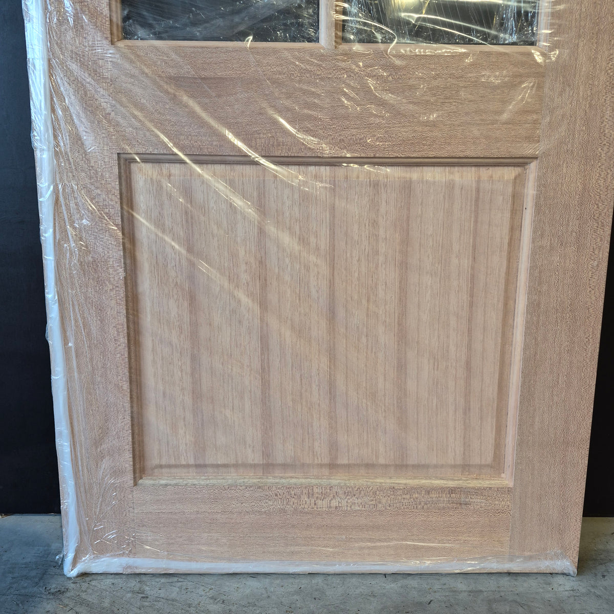 Timber Entry Door - 2040h x 920w Solid Core w/ 6 x Clear Glass + Infill Panel *New* 40059