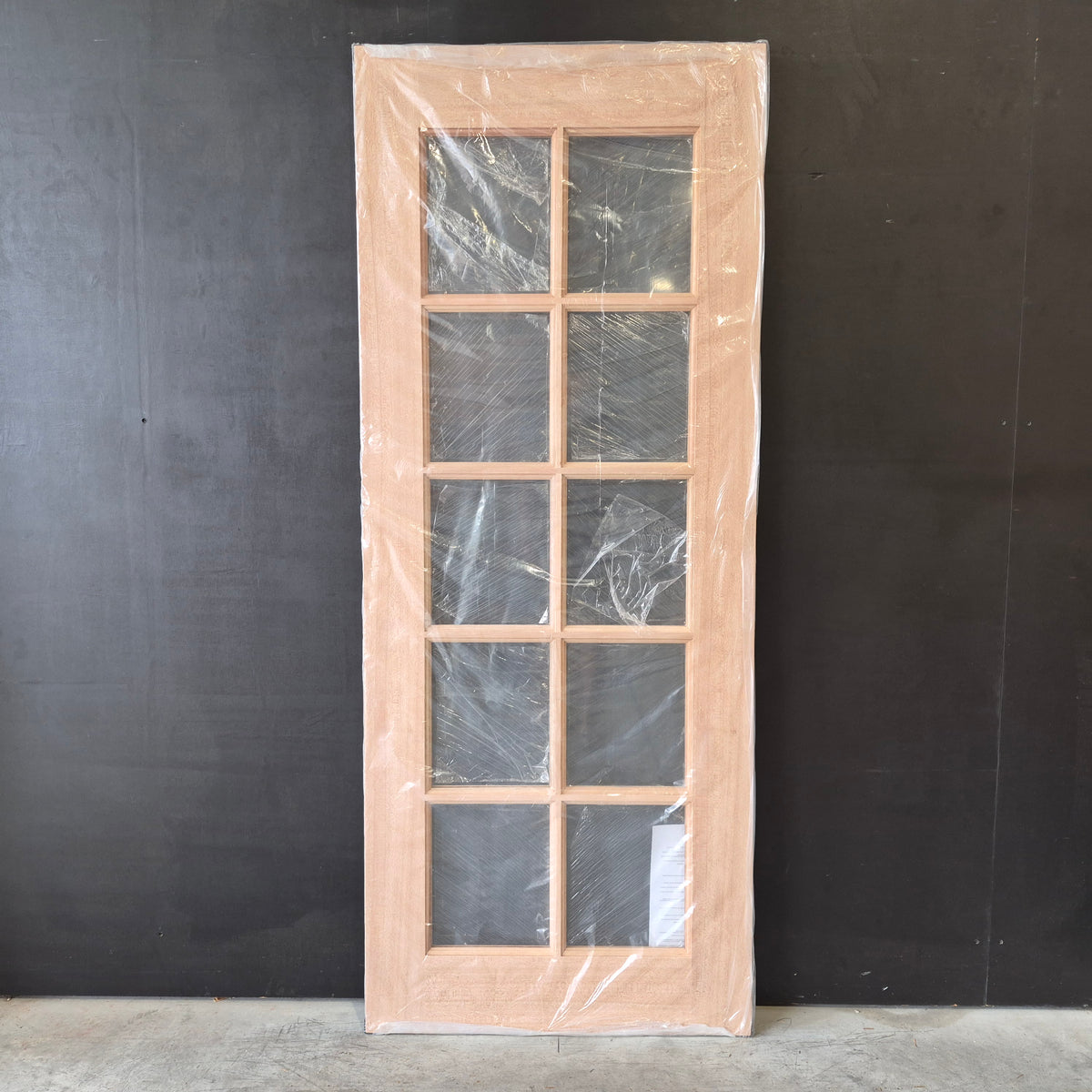Timber Entry Door - 2040h x 820w Solid Core w/ 10 x Clear Glass *New* 40060