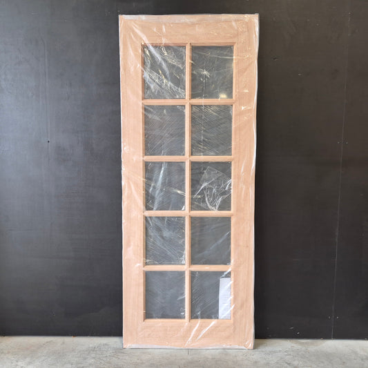 Timber Entry Door - 2040h x 820w Solid Core w/ 10 x Clear Glass *New* 40060
