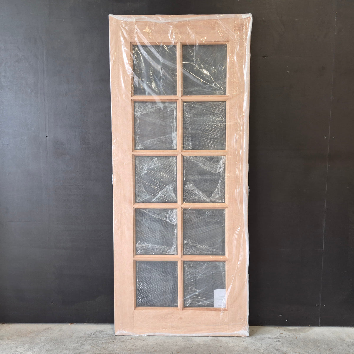 Timber Entry Door - 2040h x 870w Solid Core w/ 10 x Clear Glass *New* 40061