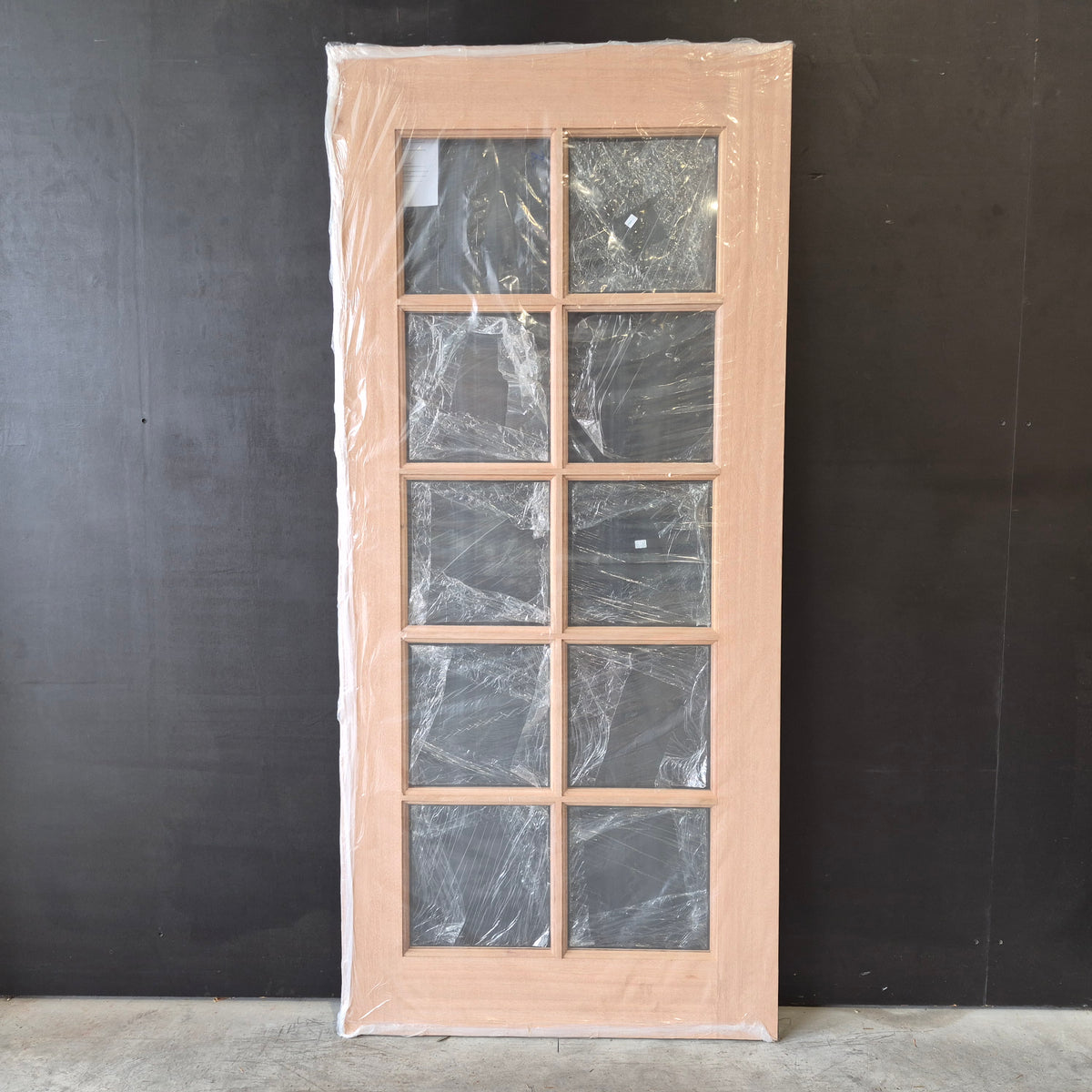 Timber Entry Door - 2040h x 920w Solid Core w/ 10 x Clear Glass *New* 40062