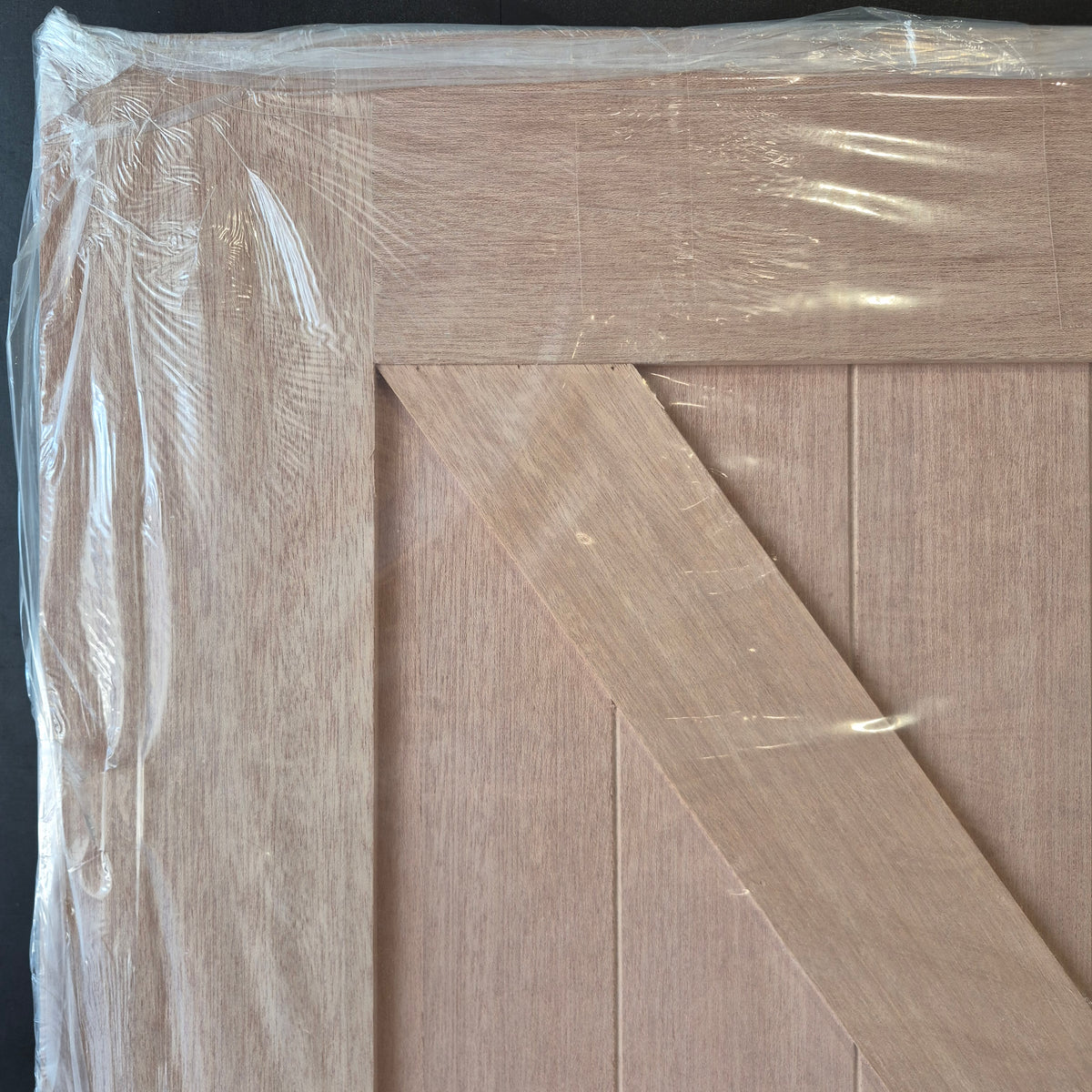 Barn Door - 2150h x 1000w Solid Core w/ 2 x Diagonal Brace, Meranti Veneer + Track *New* 40063