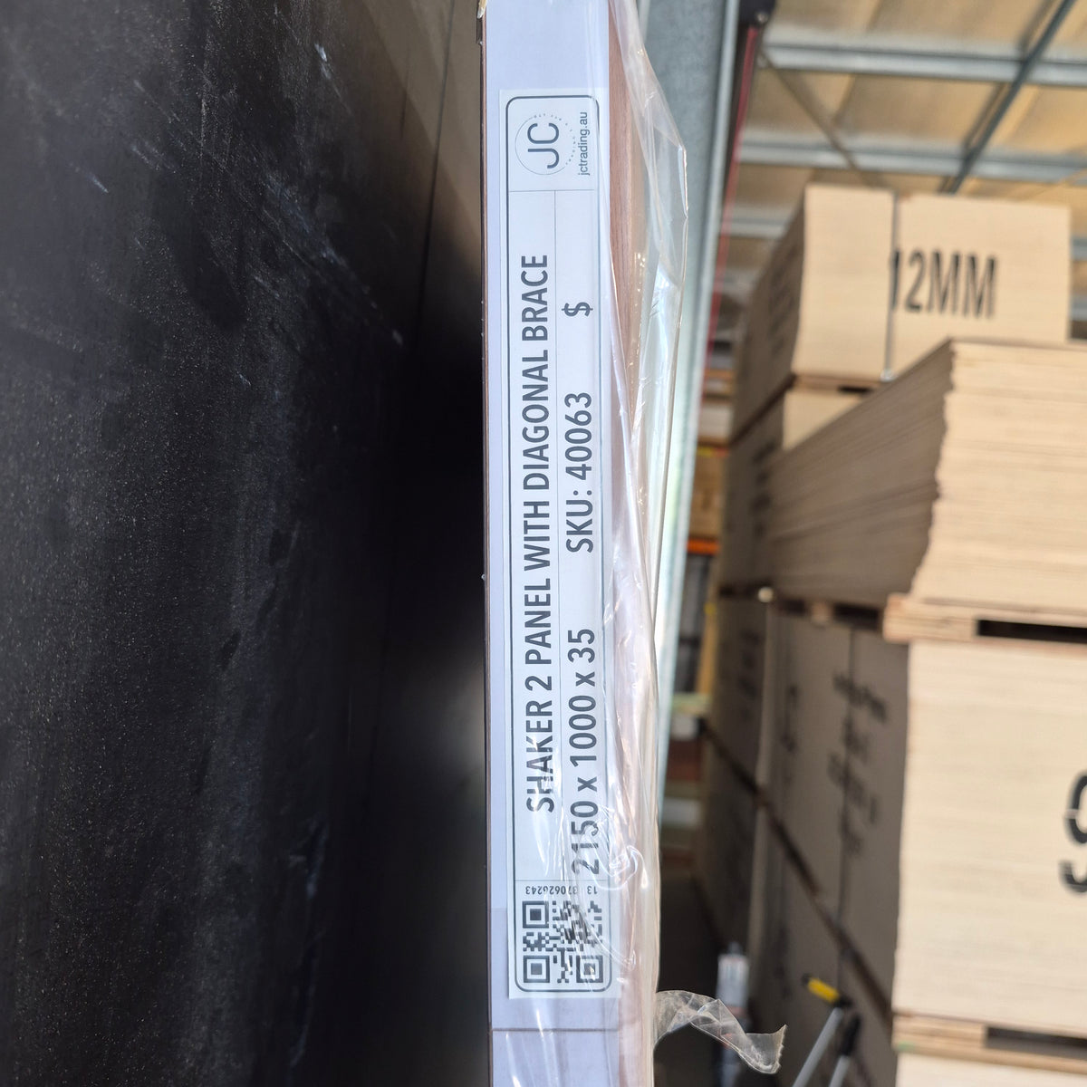 Barn Door - 2150h x 1000w Solid Core w/ 2 x Diagonal Brace, Meranti Veneer + Track *New* 40063