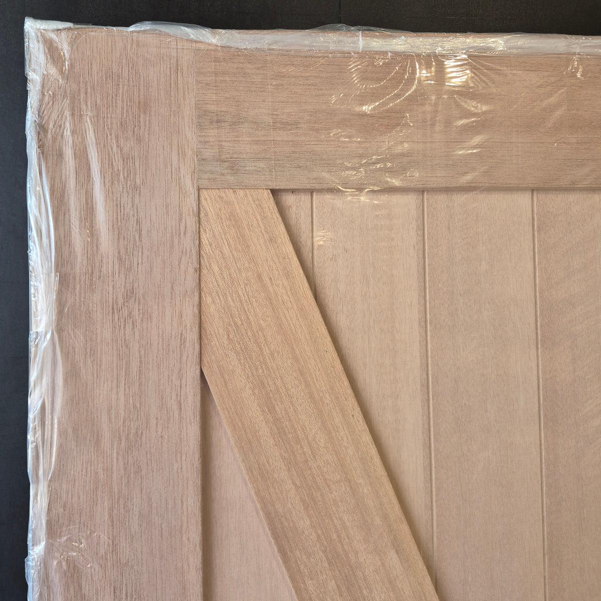 Barn Door - 2150h x 1000w Solid Core w/ 1 x Diagonal Brace, Meranti Veneer + Track *New* 40065