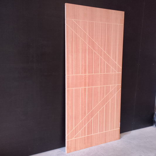 Internal Barn Door Door - 2150h x 1000w Hollow Core w/Routered Pattern  (FBDS4) *Factory 2nd* 30507