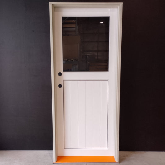 Aluminium Entry Door - Pre-Hung in a 2095h x 887w Frame w/ 1 x Clear Glass (XE10) *Factory 2nd* 30513