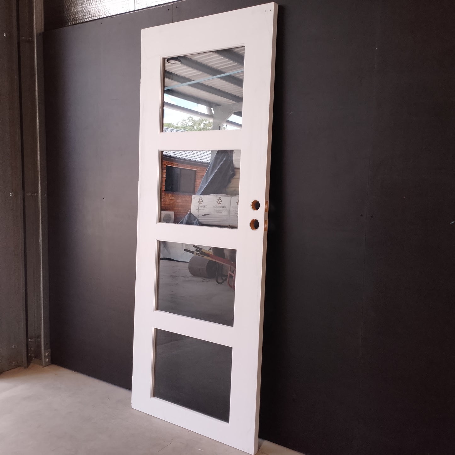 External Timber Door - 2340h x 920w Solid Core w/ 4 X Clear Glass  (PMAD 4G) *Factory Second* 30517