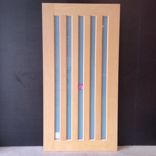 External Timber Door - 2340h x 1200w Solid Core w/ 5 X Obscure (frosted) Glass  (AWOWS 5VG) *Factory 2nd* 30520