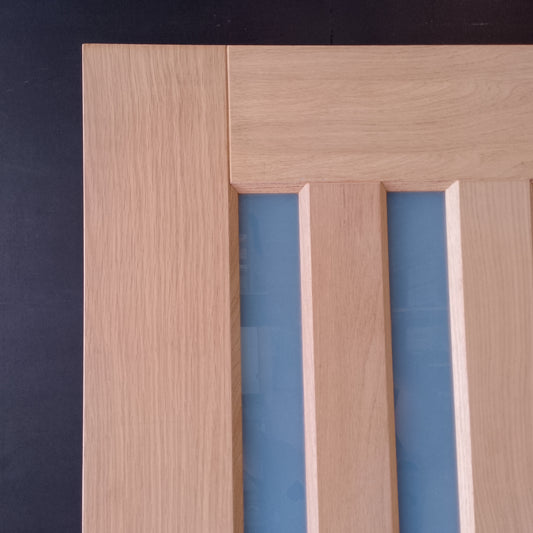 External Timber Door - 2340h x 1200w Solid Core w/ 5 X Obscure (frosted) Glass  (AWOWS 5VG) *Factory 2nd* 30520