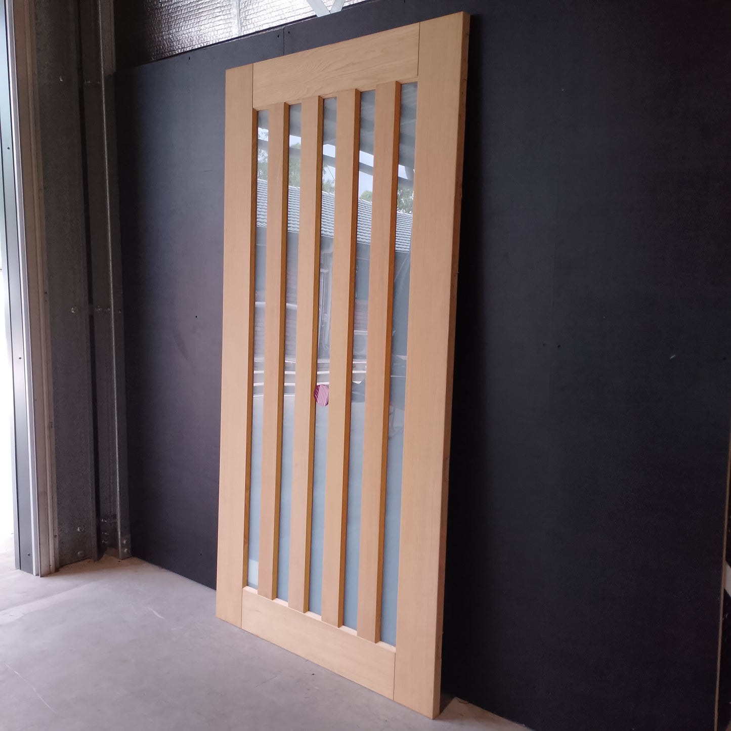 External Timber Door - 2340h x 1200w Solid Core w/ 5 X Obscure (frosted) Glass  (AWOWS 5VG) *Factory 2nd* 30520