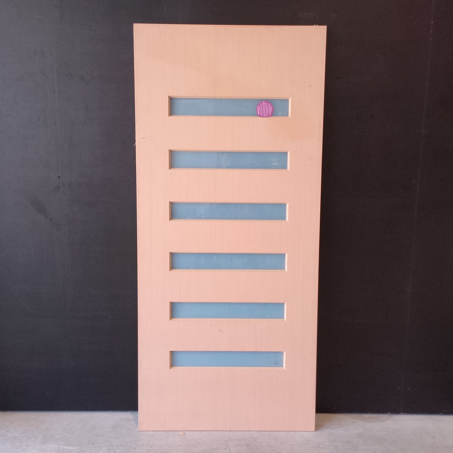 Timber Entry Door - 2040h x 920w Solid Core w/ 6 x Obscure (frosted) Horizontal Glass (PMAD106) *Factory 2nd* 30522