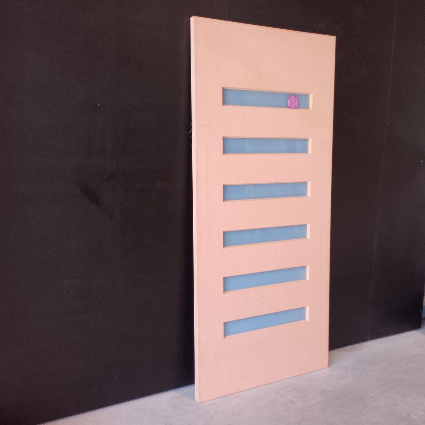 Timber Entry Door - 2040h x 920w Solid Core w/ 6 x Obscure (frosted) Horizontal Glass (PMAD106) *Factory 2nd* 30522