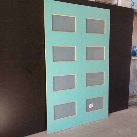 External Timber French Doors - 2340h x 720w Solid Core w/ 4 X Obscure Glass (NEX35) *Factory 2nd* 30531