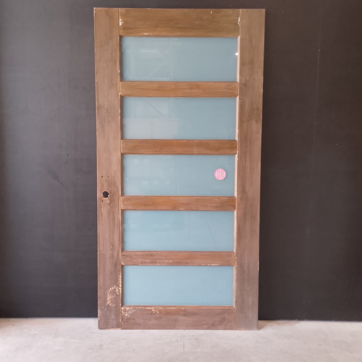 External Timber Door - 2335h x 1200w Solid Core w/ 5 X Obs Glass  (AWOWS5G) *2nd Hand* 30535