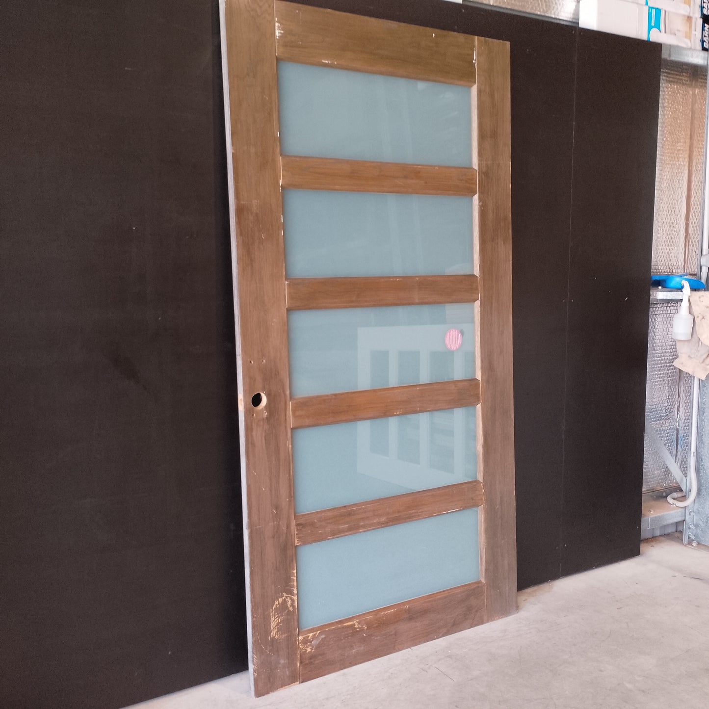 External Timber Door - 2335h x 1200w Solid Core w/ 5 X Obs Glass  (AWOWS5G) *2nd Hand* 30535