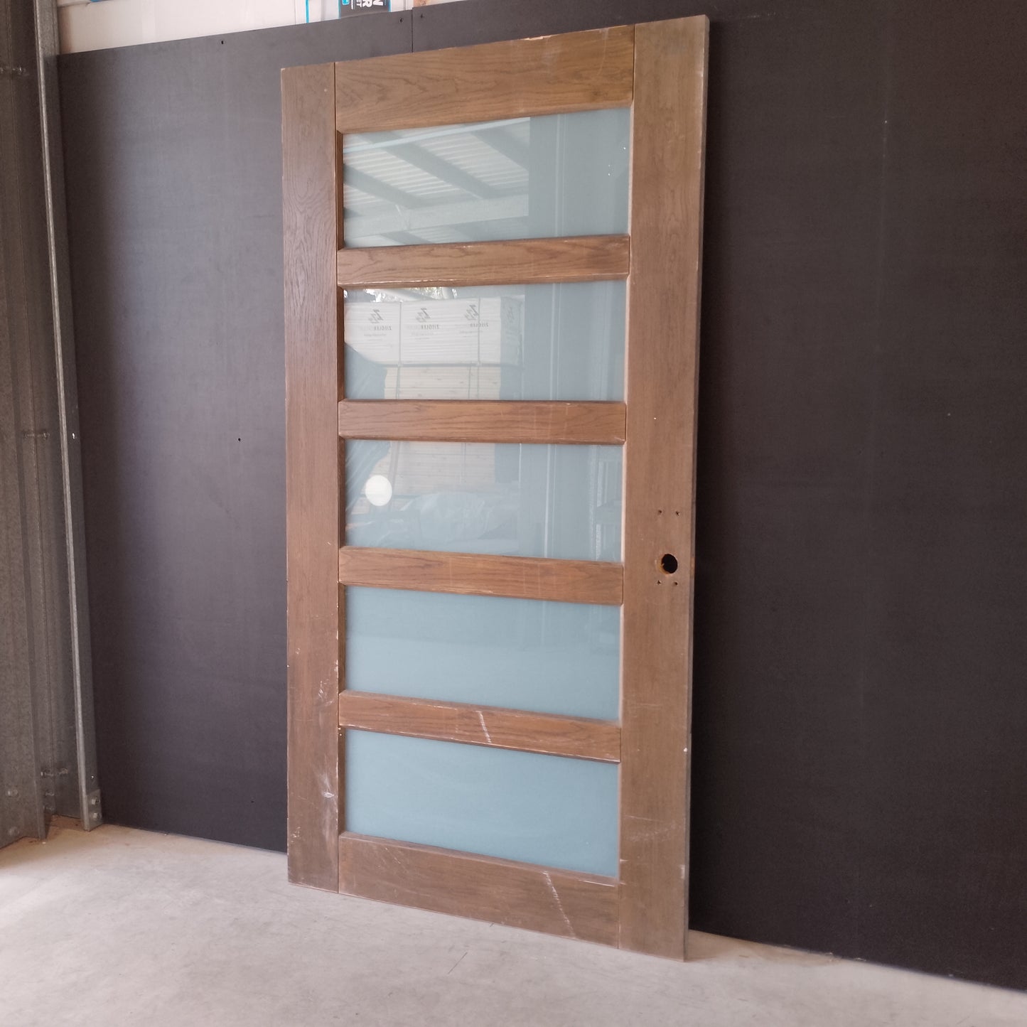 External Timber Door - 2335h x 1200w Solid Core w/ 5 X Obs Glass  (AWOWS5G) *2nd Hand* 30535