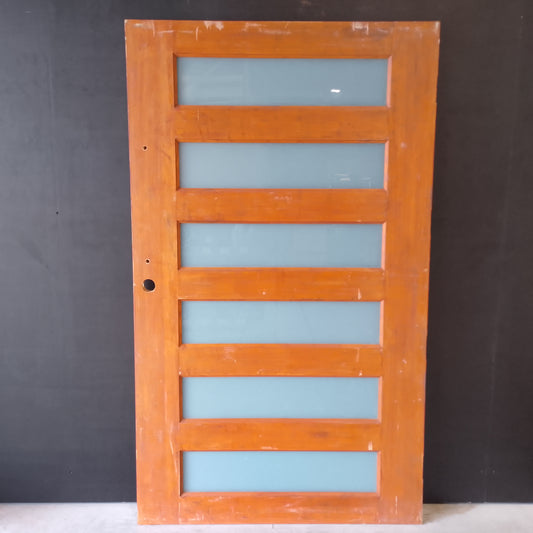 External Timber Door - 2040h x 1200w Solid Core w/ 6 X Obscure (frosted) Glass  (XS26) *Factory 2nd* 30560
