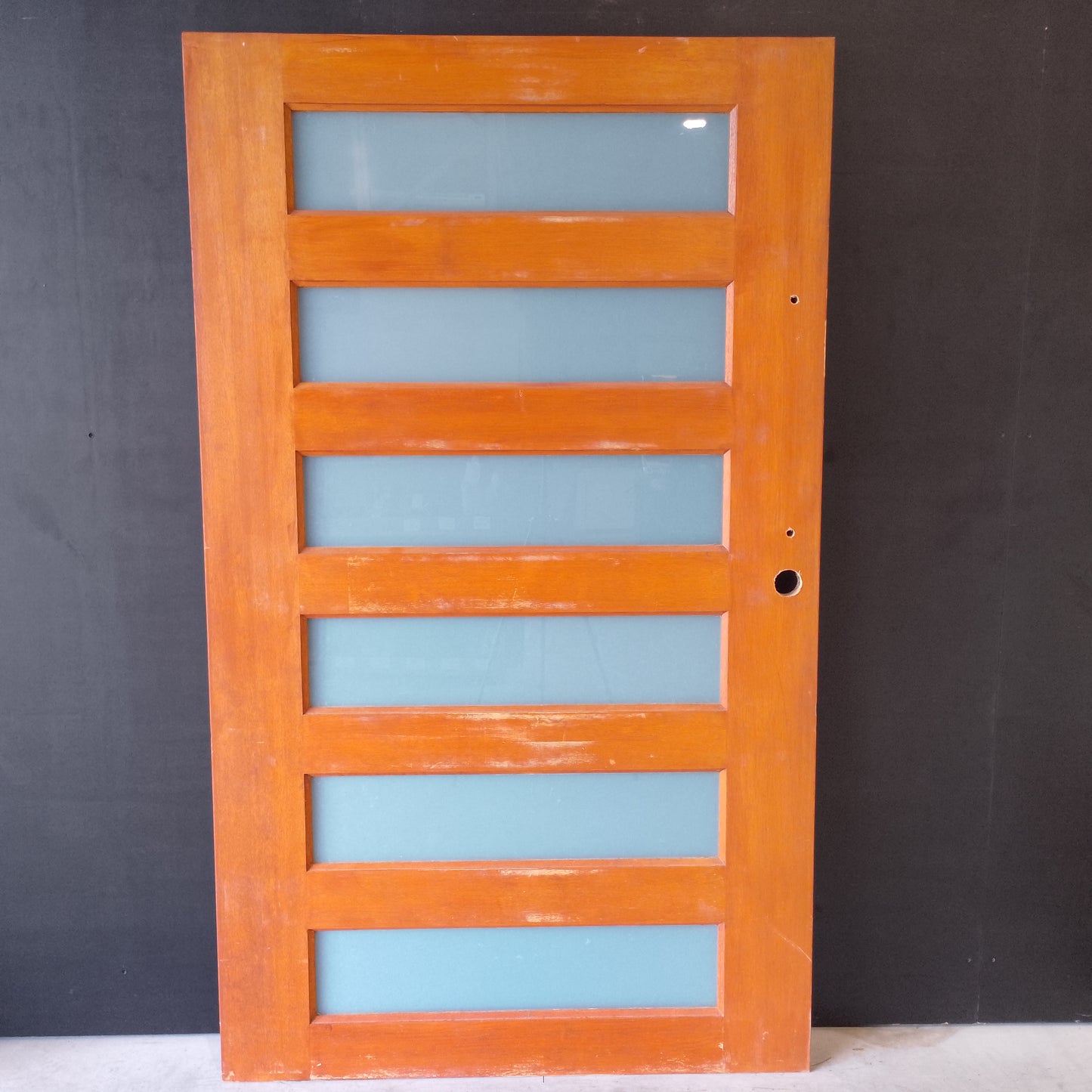 External Timber Door - 2040h x 1200w Solid Core w/ 6 X Obscure (frosted) Glass  (XS26) *Factory 2nd* 30560