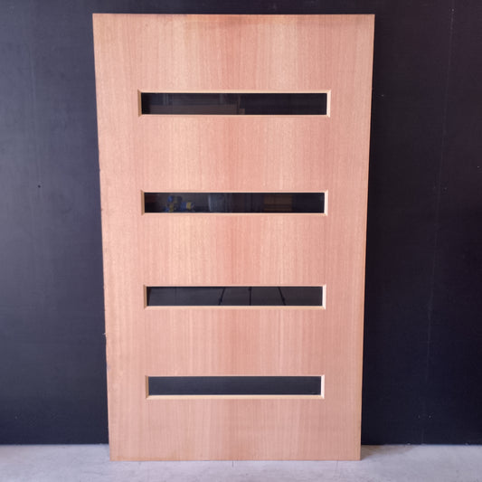 External Timber Door - 2040h x 1200w Solid Core w/ 4 X Clear Glass  (XN5) *Factory Second* 30575