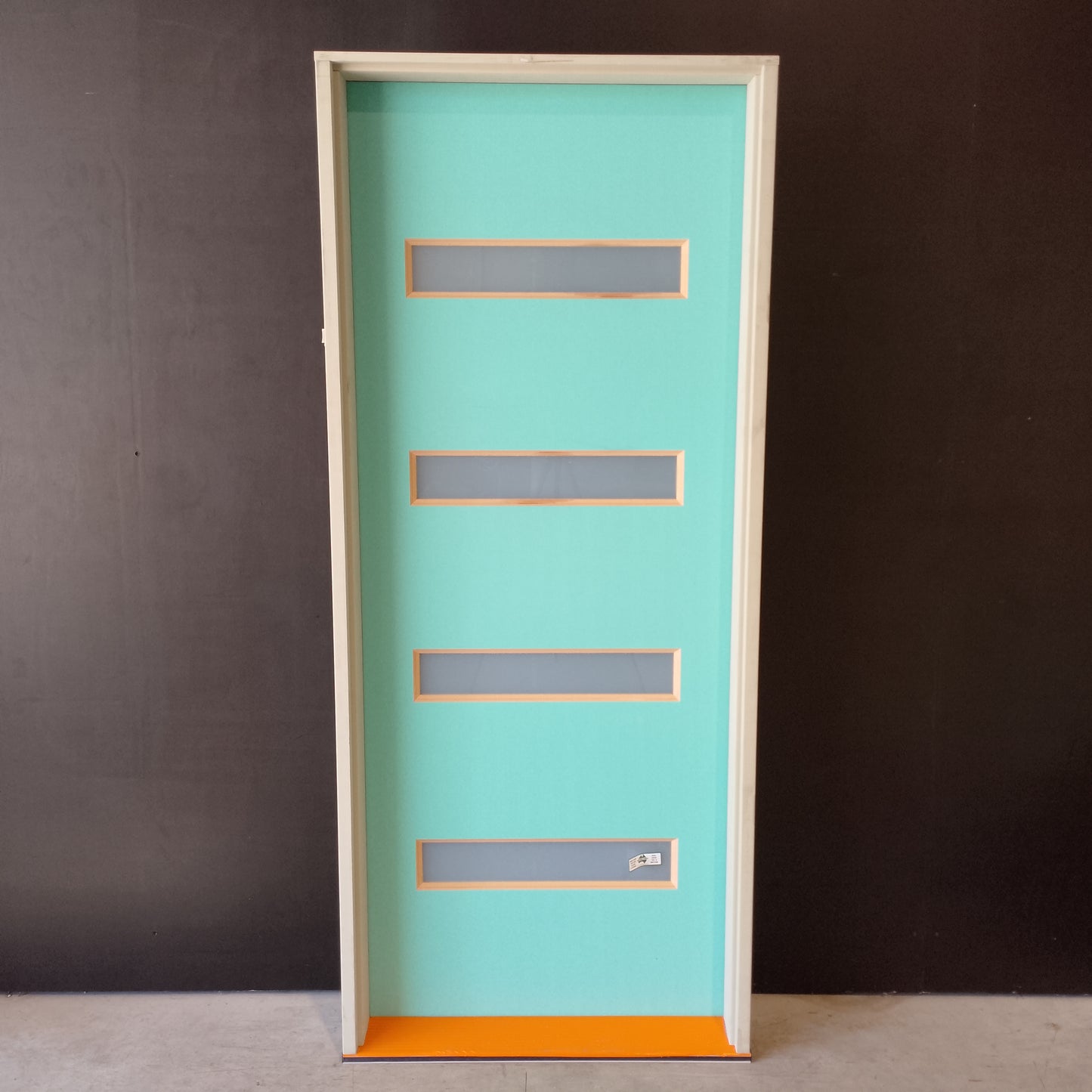 Timber Entry Door - Pre-Hung in a 2095h x 887w Frame w/ 4 x Obscure Glass *Factory 2nd* 30599