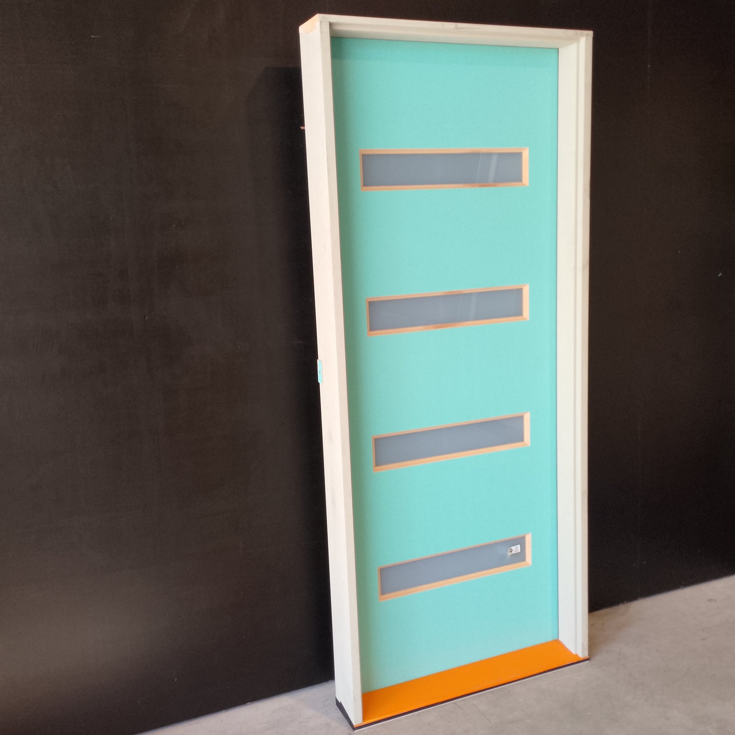 Timber Entry Door - Pre-Hung in a 2095h x 887w Frame w/ 4 x Obscure Glass *Factory 2nd* 30599
