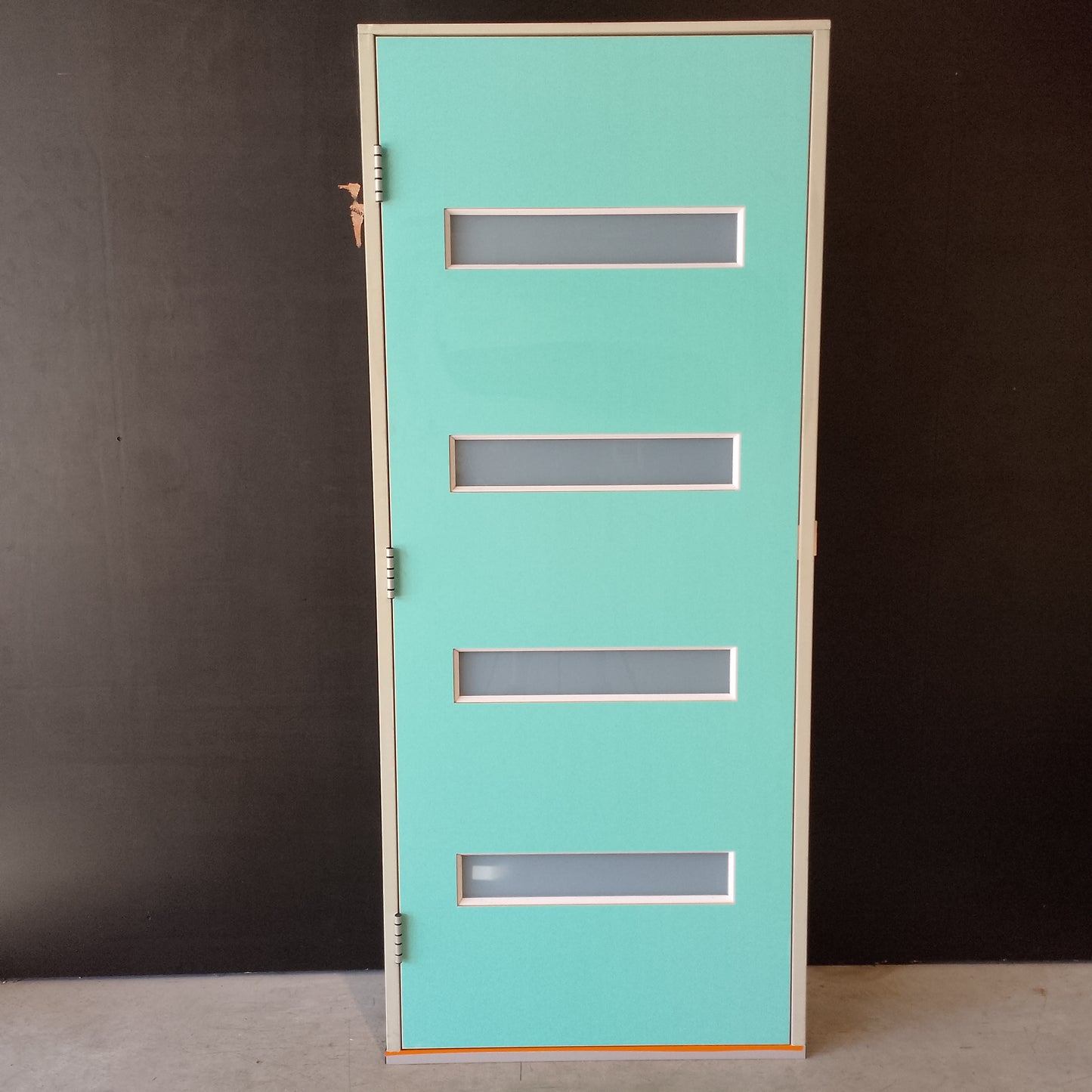 Timber Entry Door - Pre-Hung in a 2095h x 887w Frame w/ 4 x Obscure Glass *Factory 2nd* 30599