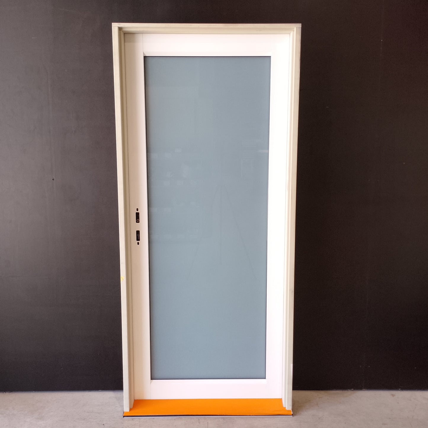 Aluminium Entry Door - Pre-Hung in a 2095h x 937w Frame w/ 1 x Obscure Glass *Factory 2nd* 30600