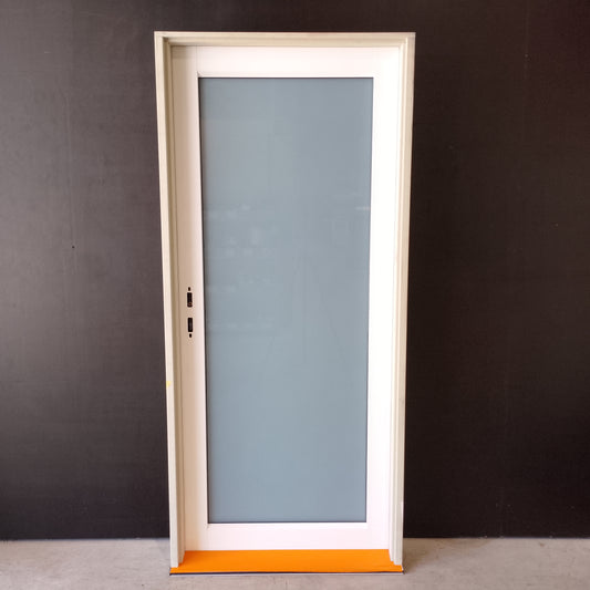 Aluminium Entry Door - Pre-Hung in a 2095h x 937w Frame w/ 1 x Obscure Glass *Factory 2nd* 30600