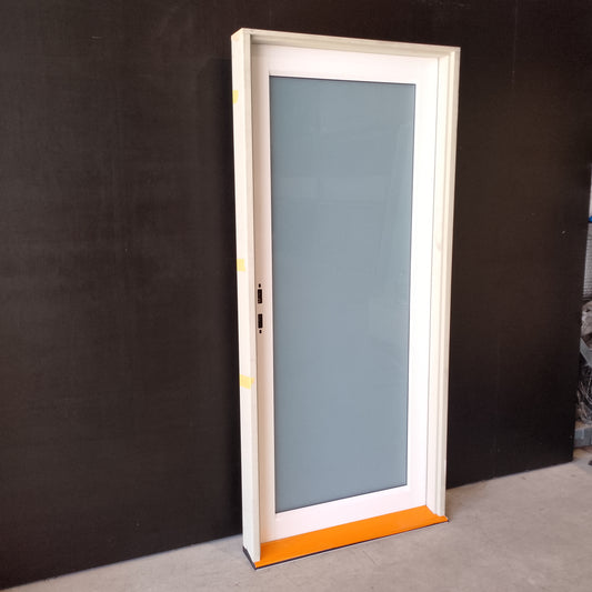 Aluminium Entry Door - Pre-Hung in a 2095h x 937w Frame w/ 1 x Obscure Glass *Factory 2nd* 30600