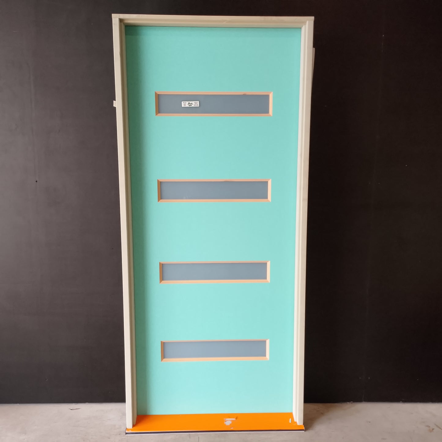 Timber Entry Door - Pre-Hung in a 2095h x 937w Frame w/ 4 x Obscure Glass *Factory 2nd* 30604