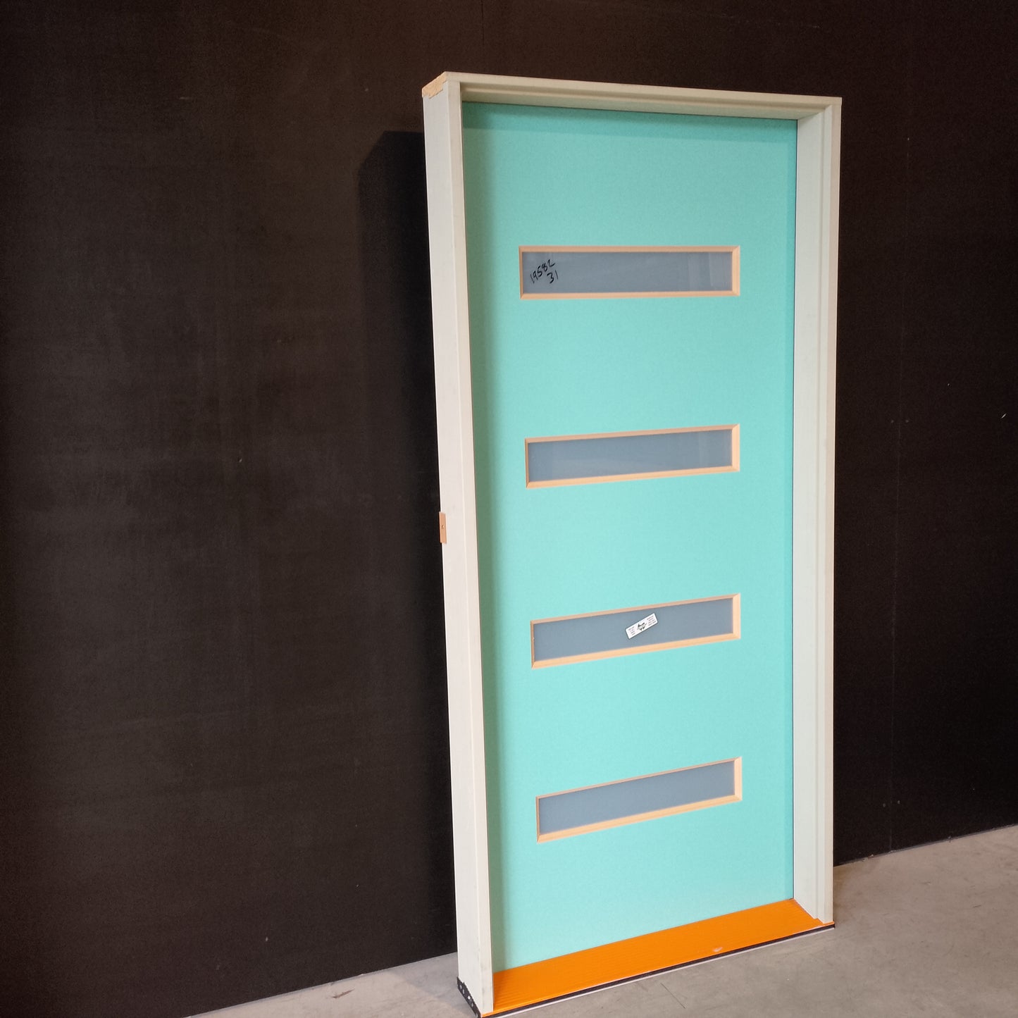 Timber Entry Door - Pre-Hung in a 2095h x 987w Frame w/ 4 x Obscure Glass *Factory 2nd* 30605