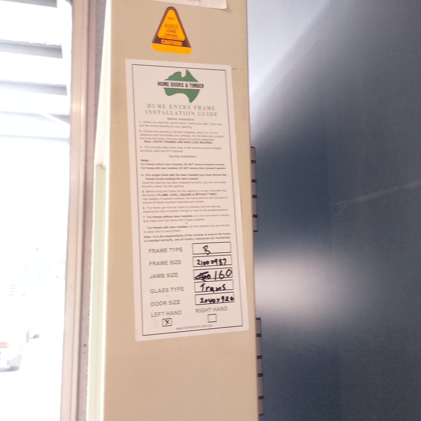 Timber Entry Door - Pre-Hung in a 2095h x 987w Frame w/ 4 x Obscure Glass *Factory 2nd* 30605