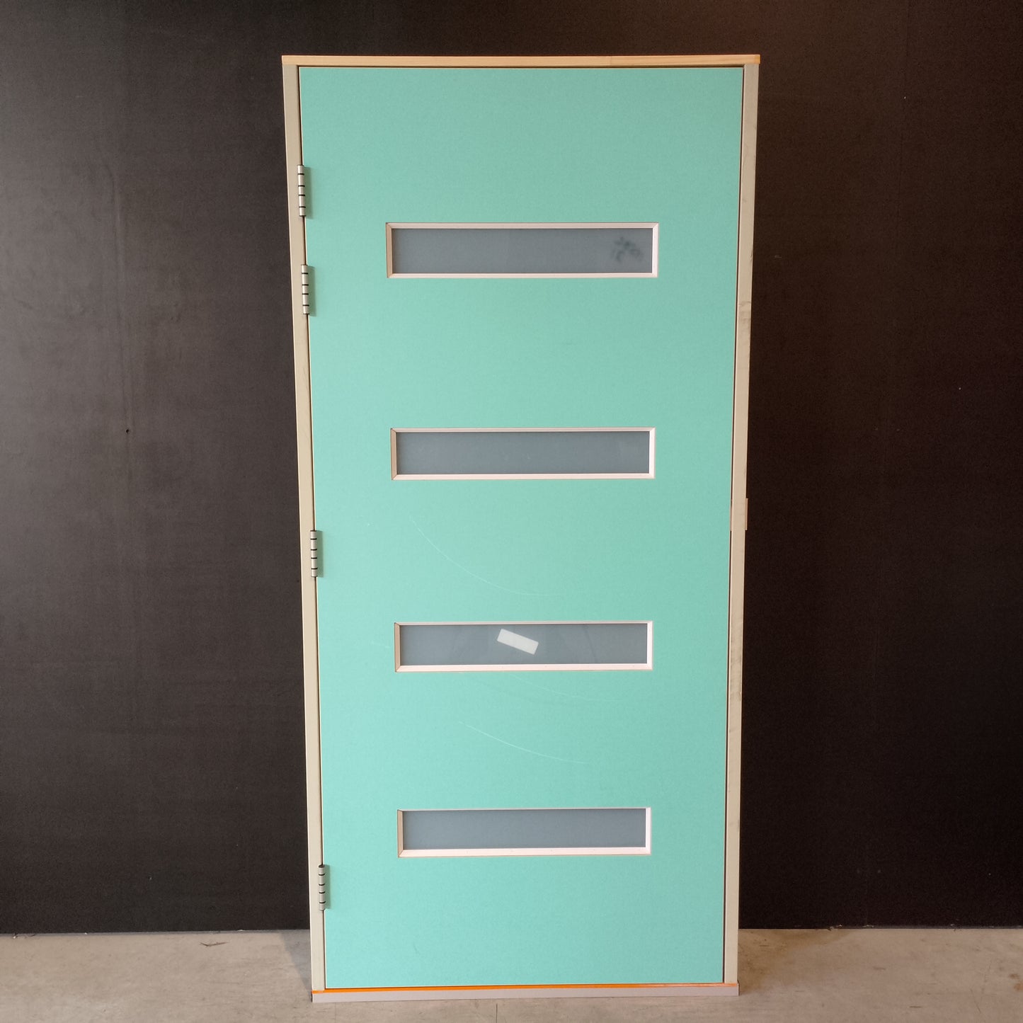 Timber Entry Door - Pre-Hung in a 2095h x 987w Frame w/ 4 x Obscure Glass *Factory 2nd* 30605
