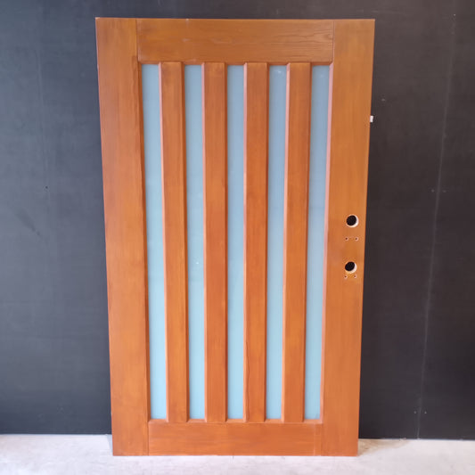 External Timber Door - 2040h x 1200w Solid Core w/ 5 X Obscure (frosted) Glass  (AWOWS 5VG) *Factory 2nd* 30609