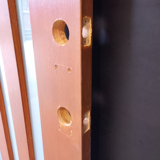 External Timber Door - 2040h x 1200w Solid Core w/ 5 X Obscure (frosted) Glass  (AWOWS 5VG) *Factory 2nd* 30609