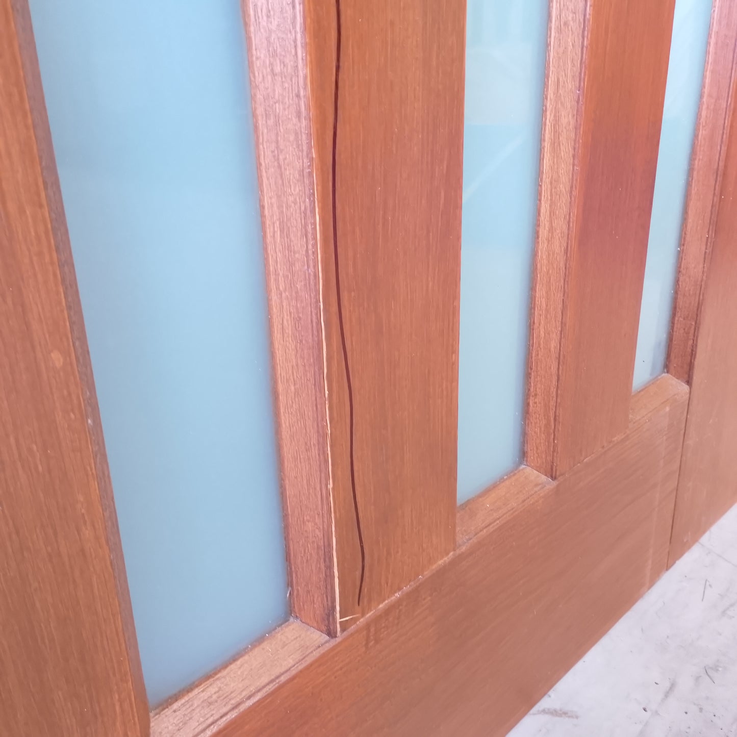 External Timber Door - 2040h x 1200w Solid Core w/ 5 X Obscure (frosted) Glass  (AWOWS 5VG) *Factory 2nd* 30609
