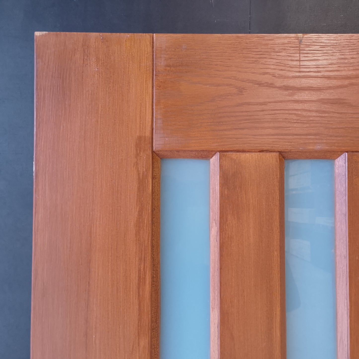 External Timber Door - 2040h x 1200w Solid Core w/ 5 X Obscure (frosted) Glass  (AWOWS 5VG) *Factory 2nd* 30609