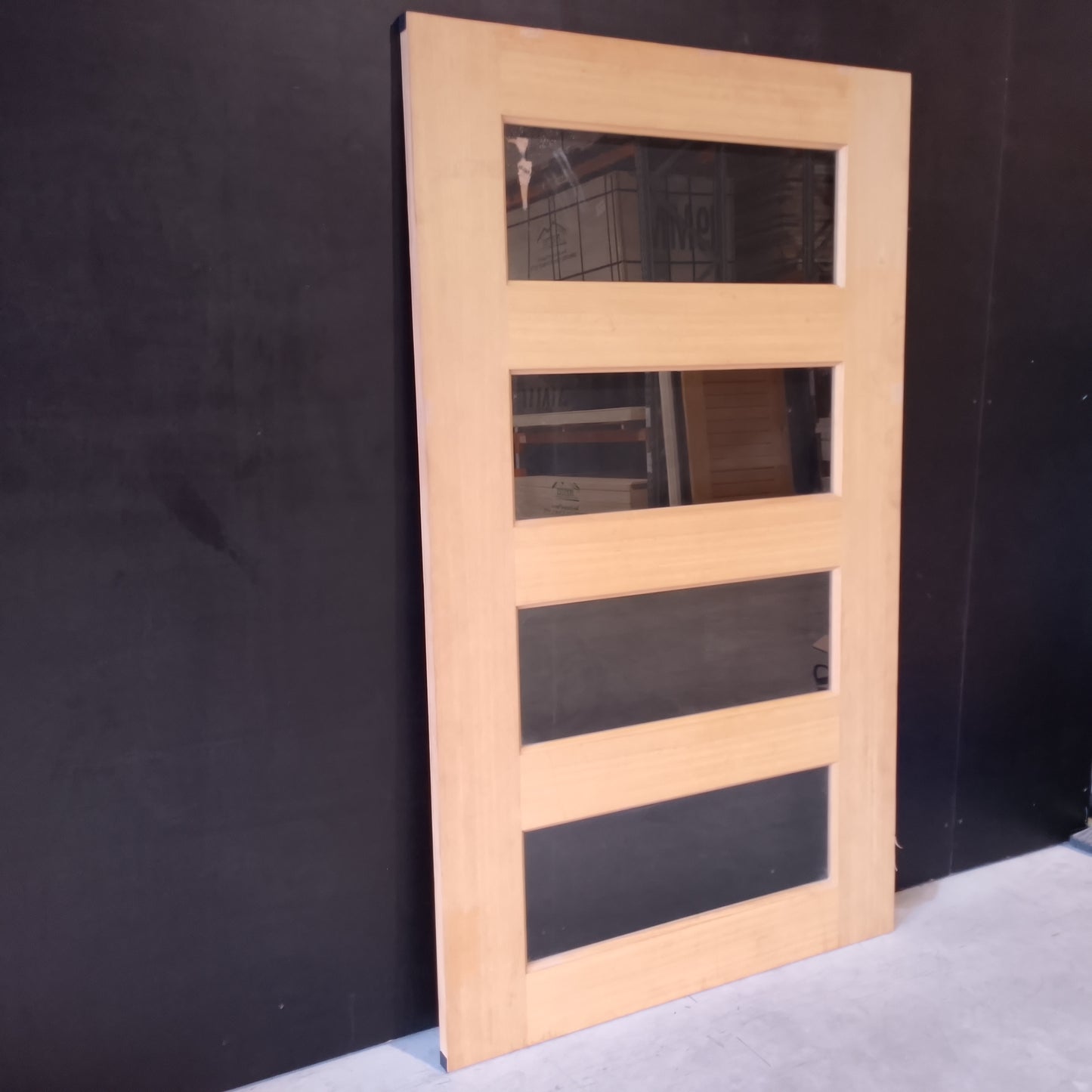 External Timber Door - 2040h x 1200w Solid Core w/ 4 X Clear Glass  (XS24) *Factory 2nd* 30613