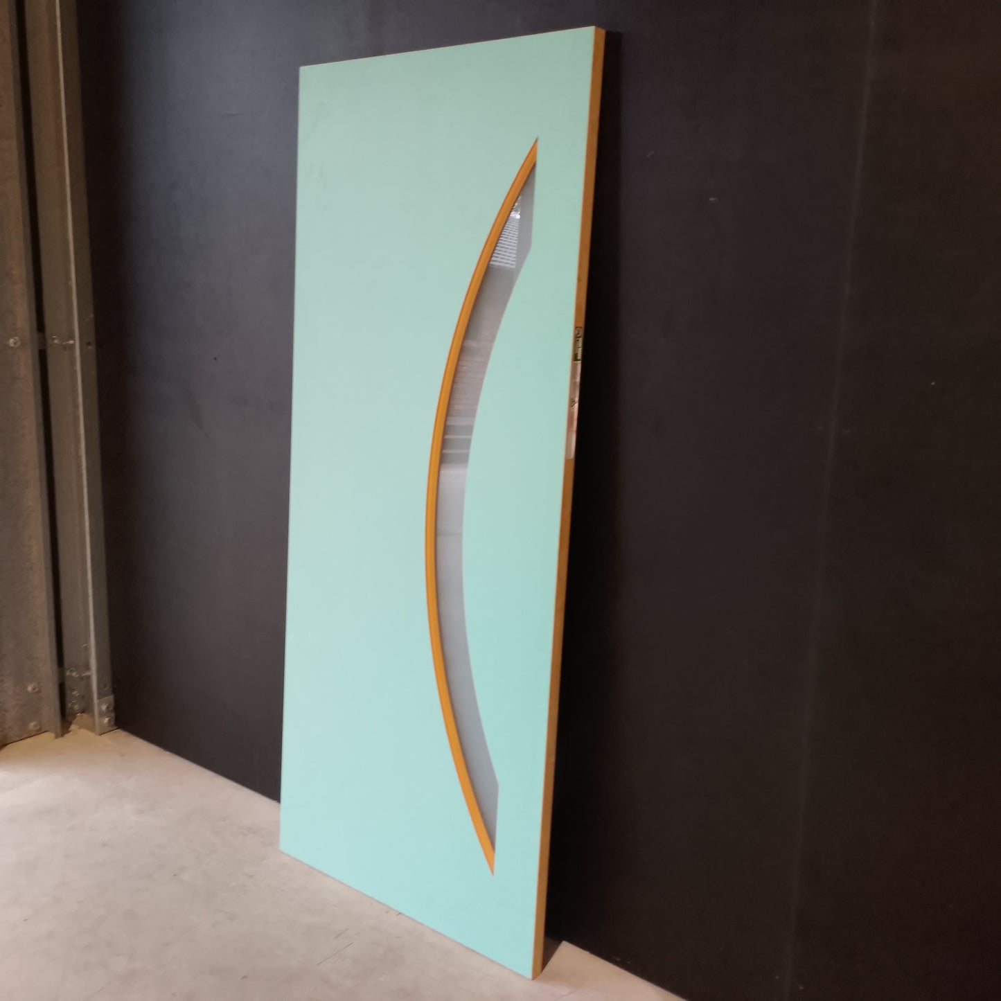 External Timber Door - 2040h x 870w Solid Core w/ 1 X Curved Obscure Glass  (XN6) *Factory 2nd* 30614