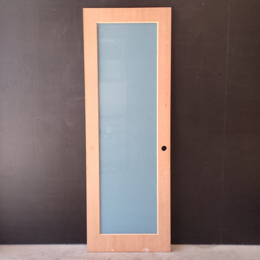 Internal Timber Door - 2340h x 820w Solid Core w/ 1 X Obscure Glass  (LIN1) *Factory 2nd* 30619