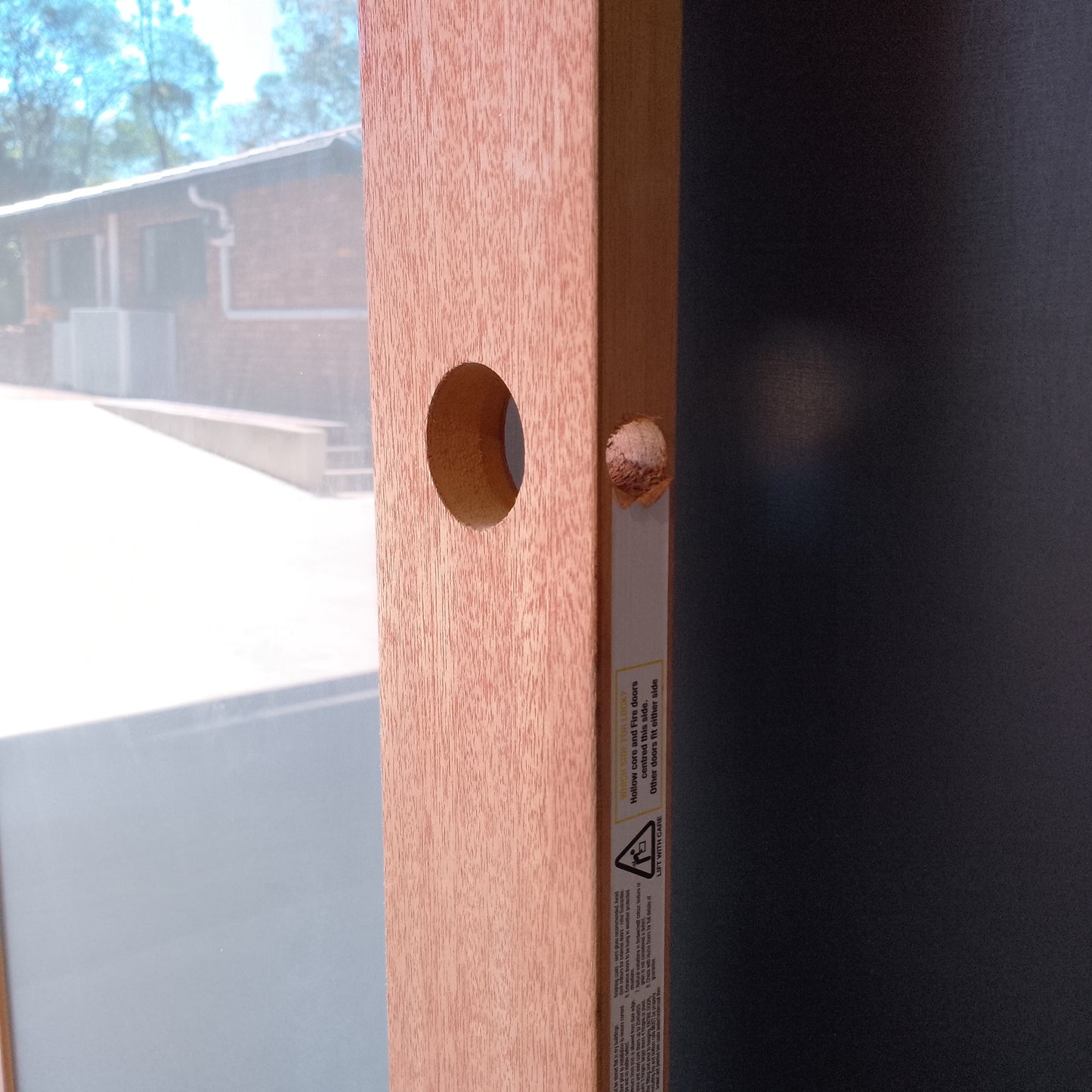 Internal Timber Door - 2340h x 820w Solid Core w/ 1 X Obscure Glass  (LIN1) *Factory 2nd* 30619