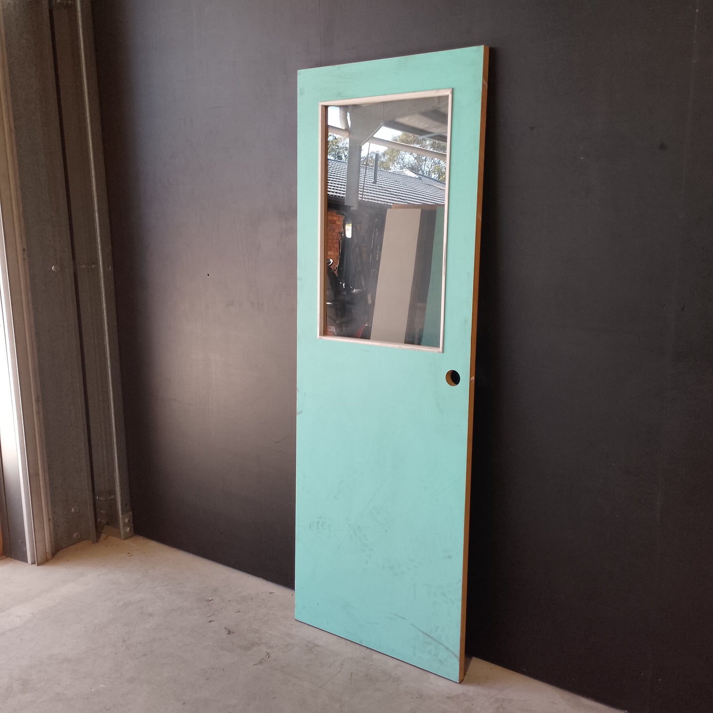External Timber Door - 2040h x 720w Hollow Core w/ 1 X Clear Glass  (XF3) *Factory 2nd* 30633