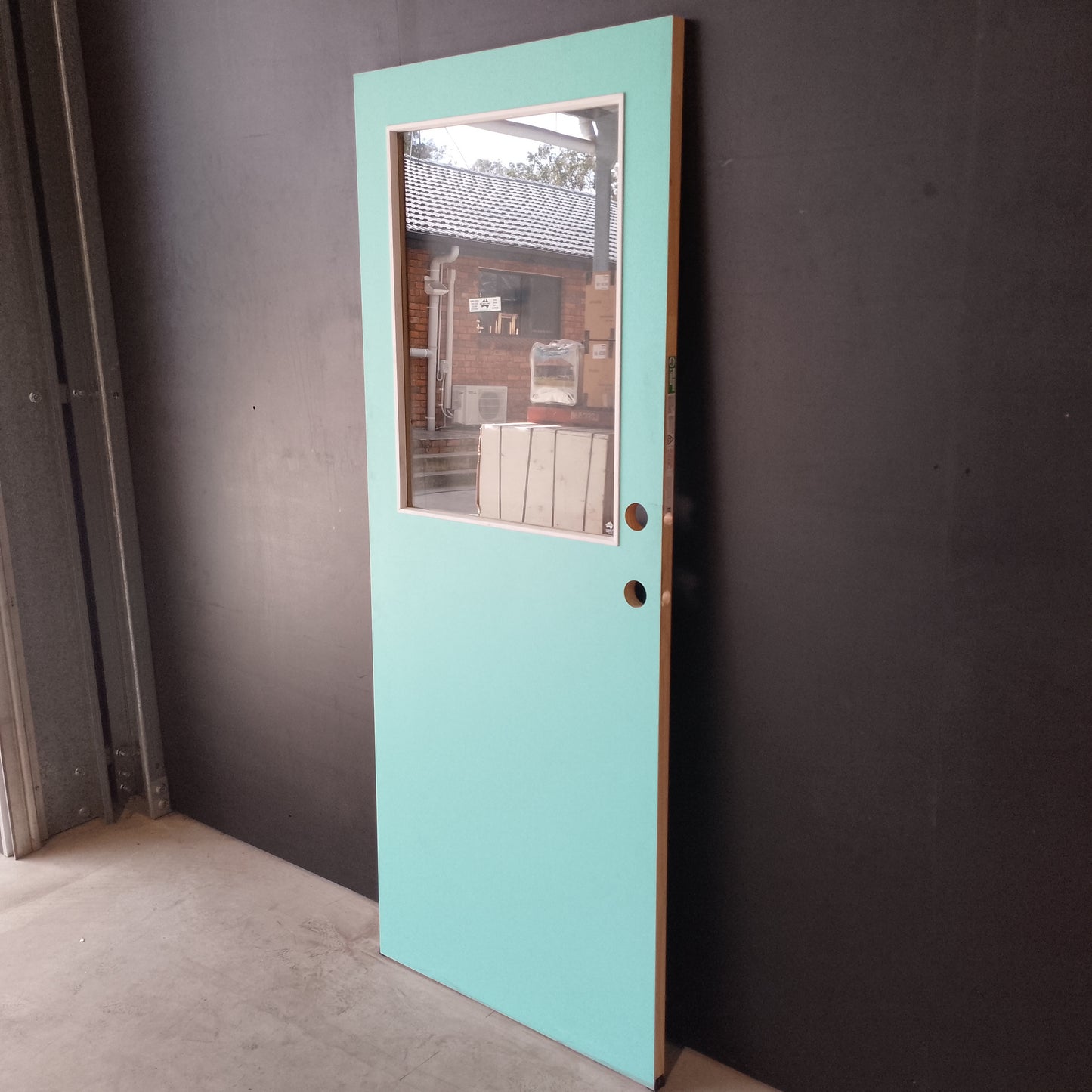 External Timber Door - 2040h x 820w Hollow Core w/ 1 X Clear Glass  (XF3) *Factory 2nd* 30644