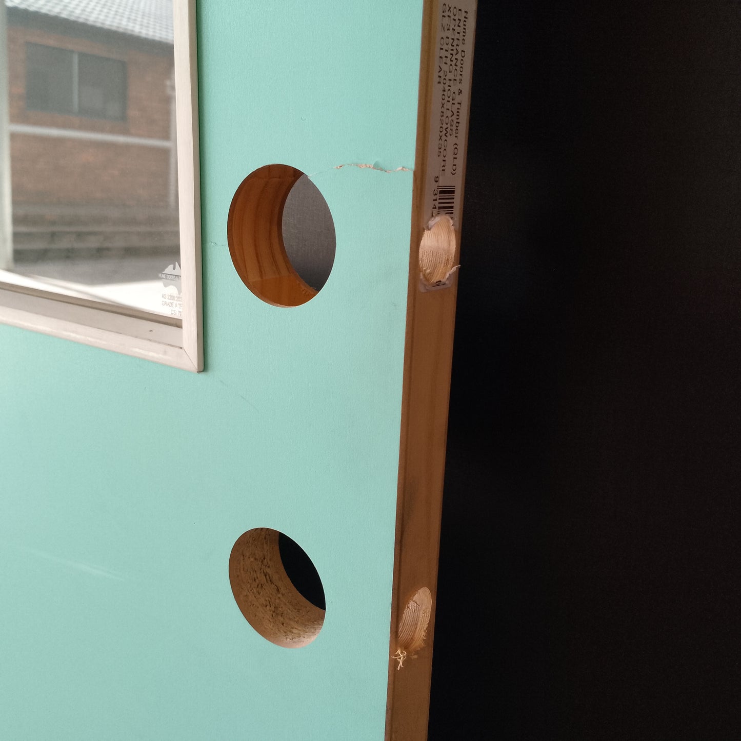 External Timber Door - 2040h x 820w Hollow Core w/ 1 X Clear Glass  (XF3) *Factory 2nd* 30644