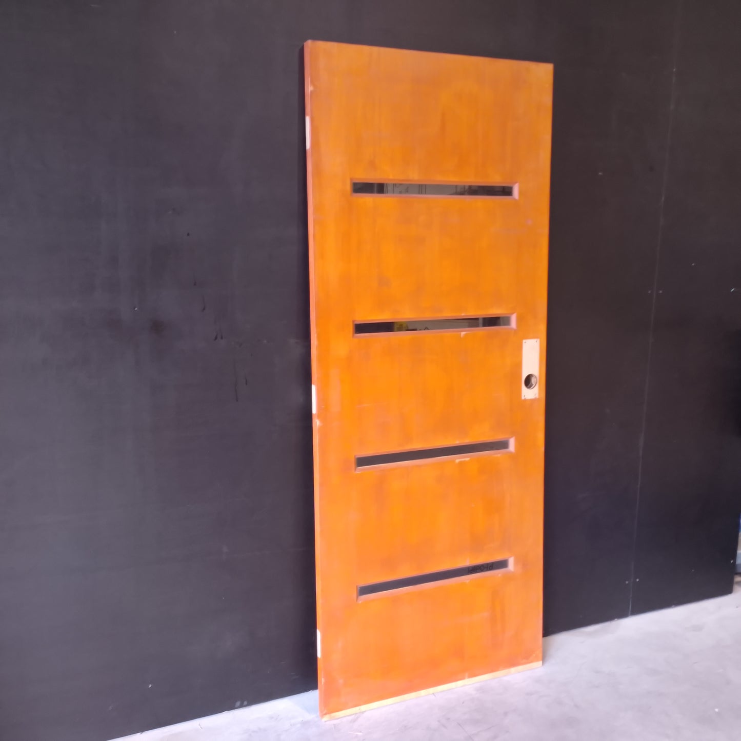 External Timber Door - 2040h x 820w Solid Core w/ 4 X Clear Glass  (VER4) *Factory 2nd* 30655