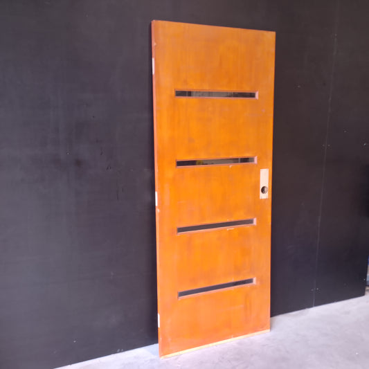 External Timber Door - 2040h x 820w Solid Core w/ 4 X Clear Glass  (VER4) *Factory 2nd* 30655