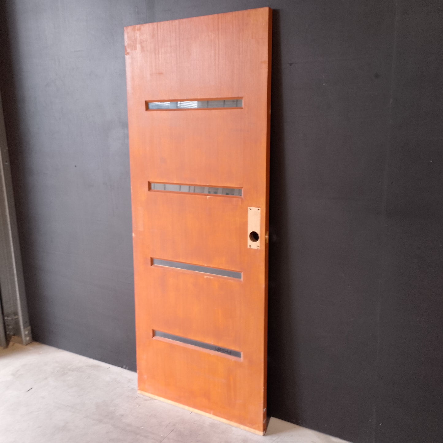 External Timber Door - 2040h x 820w Solid Core w/ 4 X Clear Glass  (VER4) *Factory 2nd* 30655