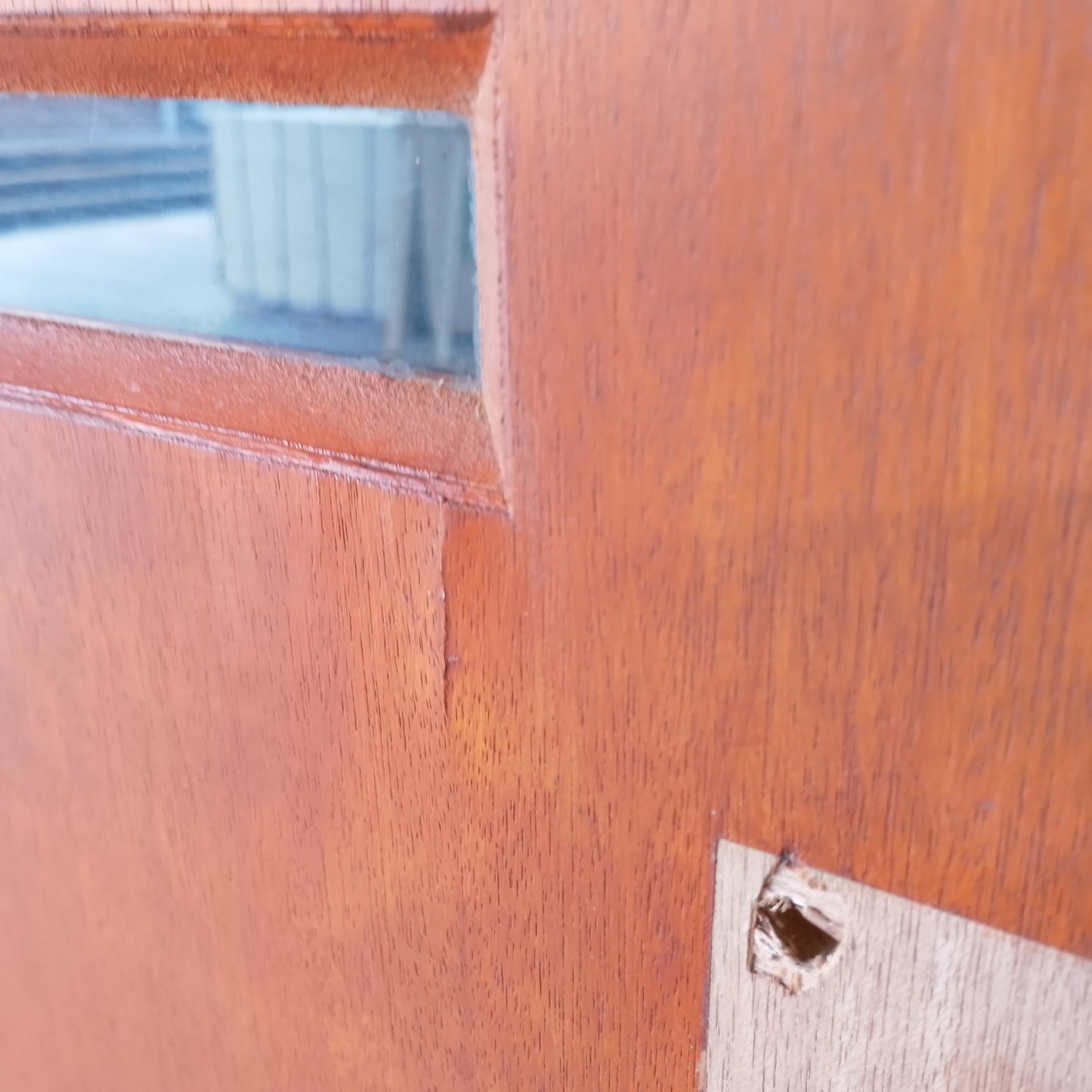 External Timber Door - 2040h x 820w Solid Core w/ 4 X Clear Glass  (VER4) *Factory 2nd* 30655