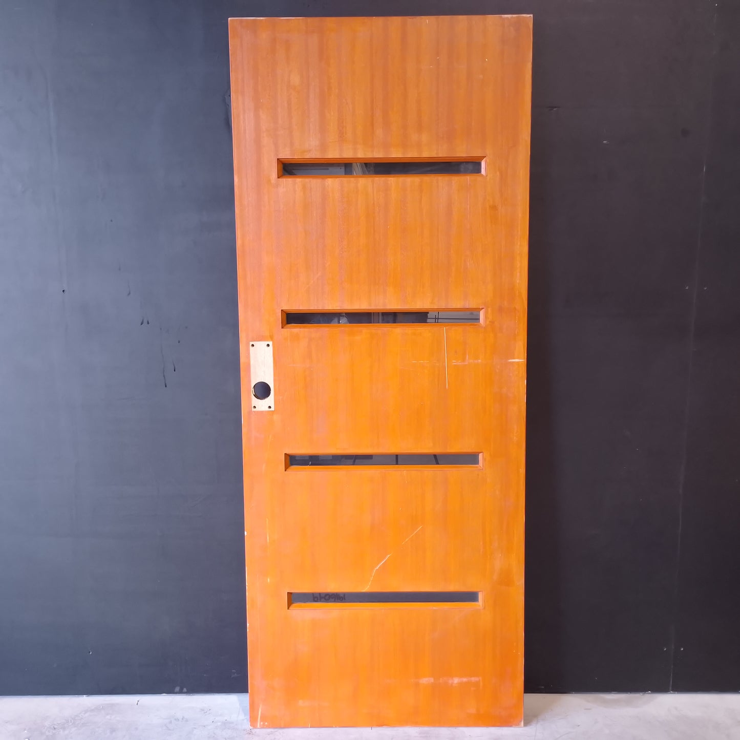 External Timber Door - 2040h x 820w Solid Core w/ 4 X Clear Glass  (VER4) *Factory 2nd* 30655